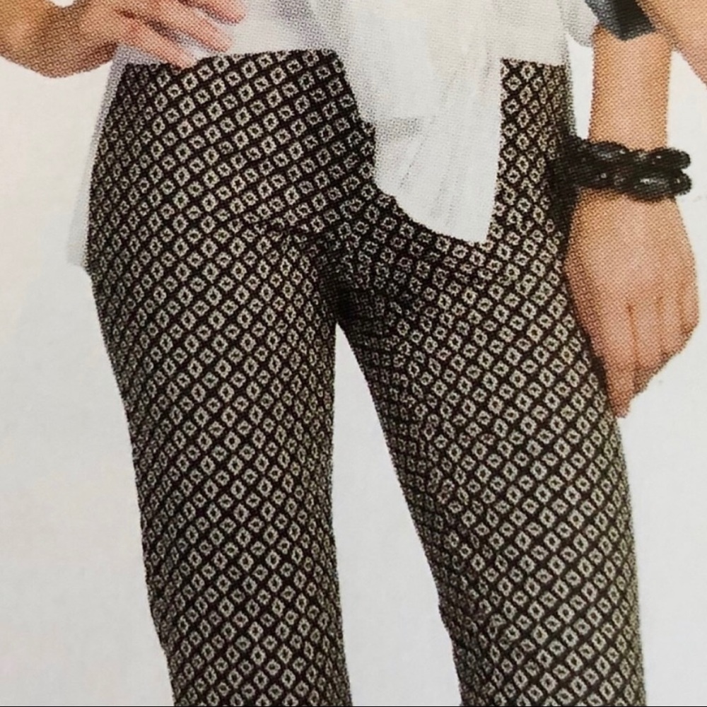 Cabi 8 Pants Cropped Pencil Geometric Black White